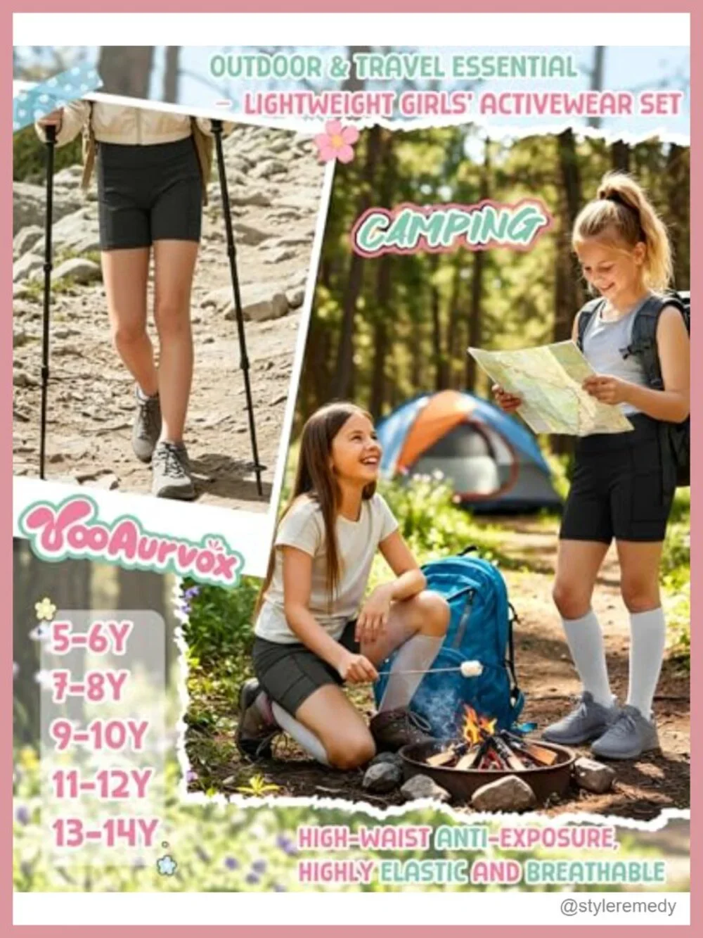 4 Pack Girls High Waisted Biker Shorts with Pockets Athletic Yoga
